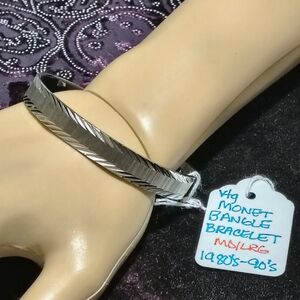 Monet Etched Bangle Bracelet 1980-90's